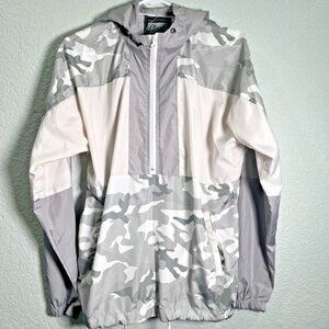 Beautiful Giant Windbreaker Mens S Gray Camo Outdoor Jacket Hoodie Packable Lite
